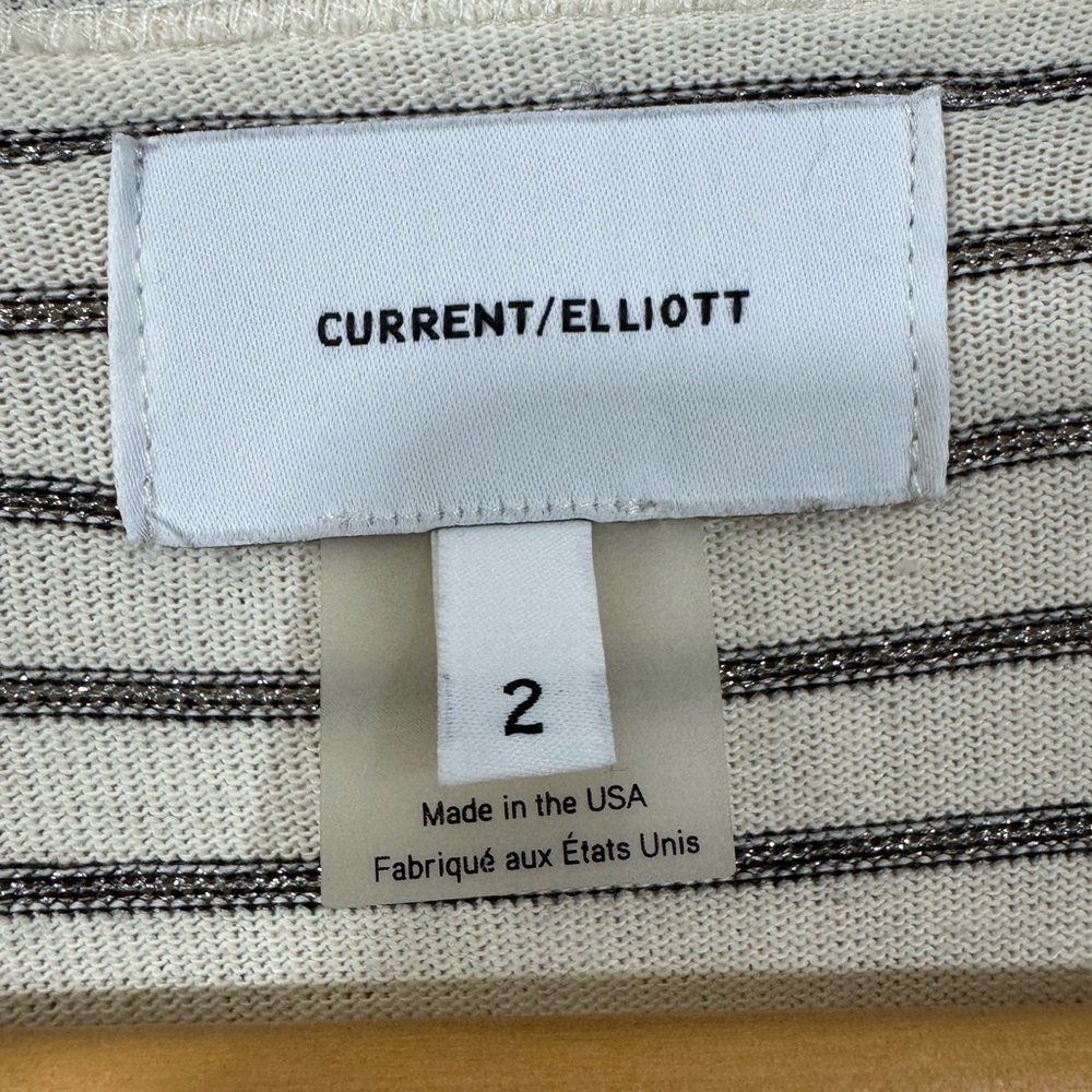 Current/Elliott Silver Metallic Striped The Quince Knit Midi Dress - Picture 6 of 7